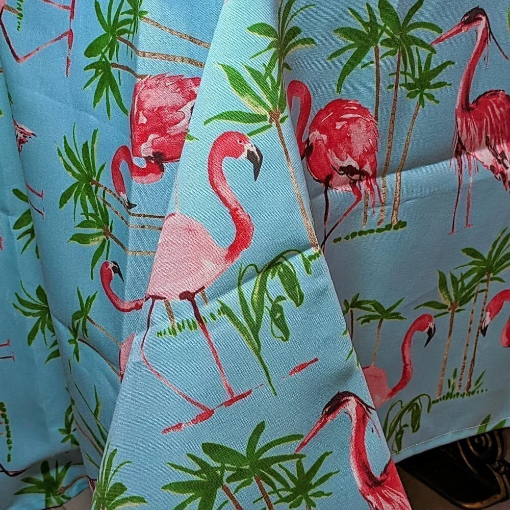 Flamingo in Aqua Sky Tablecloth 54